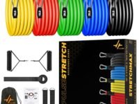 PulseStretch 11Pcs Resistance Bands Set for Exercise, Stretching and Workout Toning Tube Kit with Foam Handles, Door Anchor, Ankle Strap and Carry Bag for Men, Women