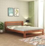 RJ ART Wooden King Size Bed Without Storage | Wooden Double Bed Cot Bed for Bedroom Furniture | Palang Double Bed for Hotels | Solid Sheesham Wood | Honey Finish
