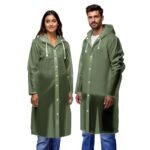 Robustt Unisex Raincoat with Hood - Green (Pack of 1) | Waterproof Rain Poncho | EVA Material | Reusable | Lightweight | Fashionable | Universal Size | Raincoat for Men and Women