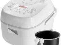 Toshiba Mini Rice Cooker, 3 Cups Uncooked Small Rice Cooker, Steamer & Warmer, With Fuzzy Logic And One-Touch Cooking, 24 Hour Delay Timer And Auto Keep Warm Feature, White