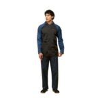WATER FIGHTER by ZEEL Rain Coat for Men with Adjustable Hood, Polyester Waterproof Full Sleeves, Top and Bottom Set Rainwear, Front Zip with Snap Button Flap, Lightweight (EWF87, Black & Blue, XL)