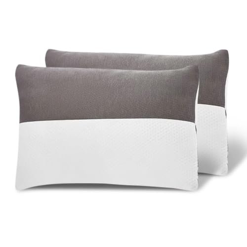 Wakefit Height Adjustable Hollow Fiber Sleeping Pillow with Zip |(White and Grey, Standard, Set of 2, Microfiber) 3 Months Warranty