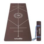 Wiselife True Body Alignment Yoga Mat + Sleek Yoga Strap For Men And Women | Non-Slip Textured Extra Wide & Thick | Pro Balance Tpe Exercise Mat For Home, Pilates, Gym & Fitness (6MM,BROWN)