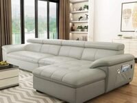 Woodsfreak Genuine Leather Sofa Set | 5 to 6 Seater Grey Couch for Living Room | Luxury Wooden Frame Furniture | Modern Design | Comfortable, Durable Seating for Home and Lounge Without Centre Table