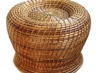 Zilver: Living With Nature Handmade And Handcrafted Natural Cane Stool For Patio Living Room Balcony Cafe Garden Varnish Brown Color(Rattan) - 16 X 13.7 Inch, Brown