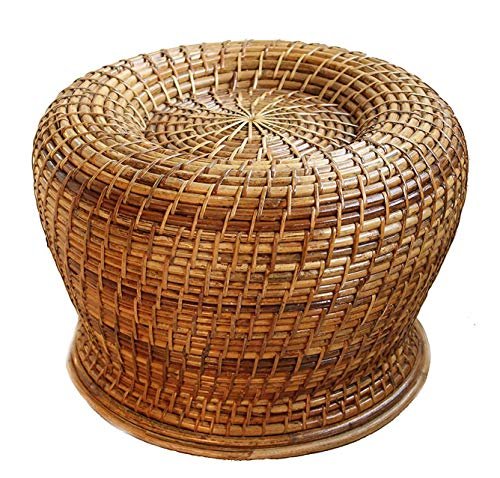 Zilver: Living With Nature Handmade And Handcrafted Natural Cane Stool For Patio Living Room Balcony Cafe Garden Varnish Brown Color(Rattan) - 16 X 13.7 Inch, Brown