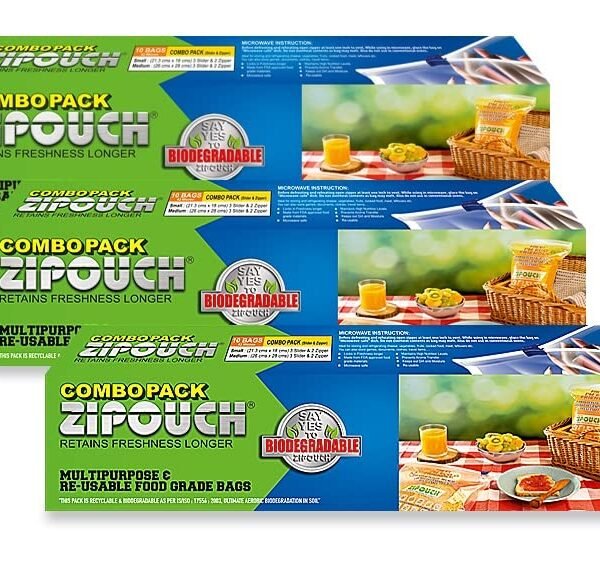 Zipouch Ziplock Slider Bags Combo Pack of 30 | Multipurpose Reusable Ziplock Bags for Food Storage, Freezer Leak-Proof Food Grade Zip Lock Vegetable slider Bags, Zipper Pouches