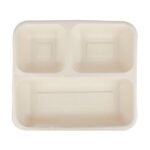 e kysa basics Disposable Bagasse Plates with 3 Wide Compartments, Set of 15 pcs - Beige