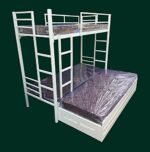 s k grill art Wrought Iron Bunk Bed With Storage Box Without Mattress For Adults Metal Frame (White Powder Coated, 2.5 X 6 Feet), Standard