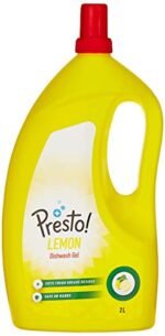 Amazon Brand - Presto! Dishwash Gel Jar | Lemon | 2 Litre | Safe on Hands | Grease Cleaner For All Utensils