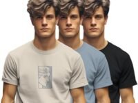 BULLMER Trendy Printed Cotton Blend Crew Neck/Round Neck Half Sleeve Tshirt for Men - Pack of 3