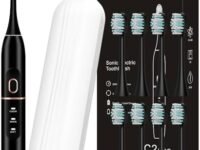 Electric Toothbrush Set, Comes with 8 Brush Heads & Travel Case,4 Modes with 2 Minutes Built in Smart Timer, One Charge for 60 Days, 42000 VPM Motor (Black)