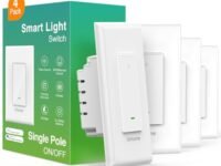 GHome Smart Switch, Smart Wi-Fi Light Switch for Lights Work with Alexa and Google Home 2.4Ghz, Single-Pole, Neutral Wire Required, UL Certified, Voice Control (4 Pack)