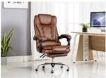 Kepler Brooks Italia Premium Leatherette Office Chair for Work | 3-Years Warranty | Boss Chair for Office, Ergonomic Executive Chair, Cushioned Arms & Seat, Leg Rest, Heavy Duty Metal Base (Brown)