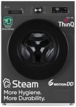 LG 8 Kg, 5 Star, Wi-Fi, Direct Drive Technology, Steam Wash, 6 Motion DD, Fully-Automatic Front Load Washing Machine (FHB1208Z4M, Allergy Care, In-Built Heater, Touch Panel, Middle Black)
