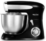 WisTec Stand Mixer 1300 Watts, 6.5 Litre SS Bowl, 100% Pure Copper Motor With Planetary Rotation Includes SS Beater & Aluminium Dough Hook & SS Whisk Cone (2 Year Warranty)