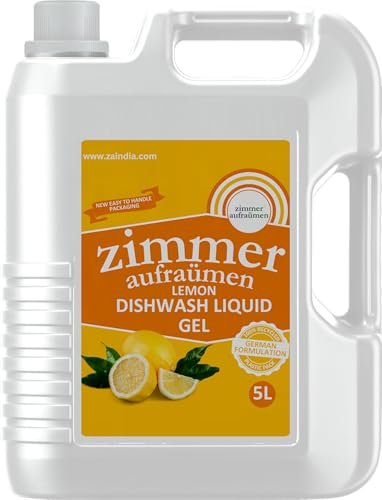 Zimmer Aufräumen ORGANIC DISHWASH LIQUID GEL 5 L – CITRUS & NEEM. REMOVES TOUGH GREASE, OIL, GRIME AND ODOR/SMELL. PLANT BASED. pH BALANCED. GENTLE ON SKIN. ECO-FRIENDLY, KIDS & PETS SAFE