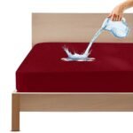GADDA CO 100% Waterproof Premium Cotton Feel Mattress Protector King Size 72x84 Inch|Ultra Soft Breathable & Hypoallergenic Fitted Bed Protector Terry Cover(6x7 feet, Fits Upto 10 Inches, Maroon)
