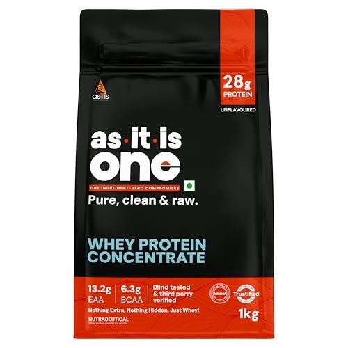 AS-IT-IS ONE Whey Protein Concentrate I Pure, Clean & Raw I 28g Protein per Serve, Unflavoured I No Amino Spike OR Heavy Metals I Labdoor & Trustified Certified I Protein for All Ages Adults