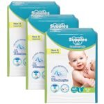 Amazon Brand - Supples Premium Baby Diaper Pants | 186 Baby Diapers | Large | 9-14 Kg | 62 x 3 Packs | 12 Hrs Absorption | Cushiony Cotton Soft Fabric | Phthalates-Free | Triple Leak Guard