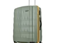 Aristocrat Comet Check-in Trolley Bag 76cm | Large | Hard Luggage| Smooth 8-Wheel Suitcase| Combination Lock with Sturdy Zipper | Full Fabric Convipack | 3-Year International Warranty (Green)