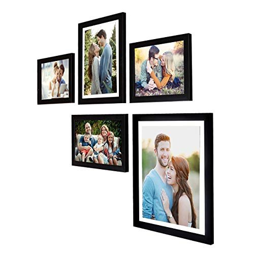 Art Street Wood - Set Of 5 Individual Black Wall Photo Rectangular Frames Wall Hanging (Mix Size)(2 Units 6X8, 1 Units 6X10, 1 Unit 8X10, 1 Unit 10X12 Inch), Other