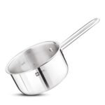 Bergner BE Essentials Triply Stainless Steel 14cm / 1.1 L Teapan, Small Size Milkpan, Saucepan with Rivetless Stay Cool Handle, Healthy Cooking, Faster Heating, Easy to Clean, Full Induction Bottom