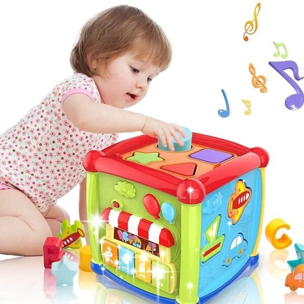 Brand Conquer Montessori Toys 7 in 1 Baby Sensory Toys for Kids Educational Learning Shape Sorter Activity Stacking Baby Interactive Toy Fine Motor Skill (Small 6 in 1 Cube)