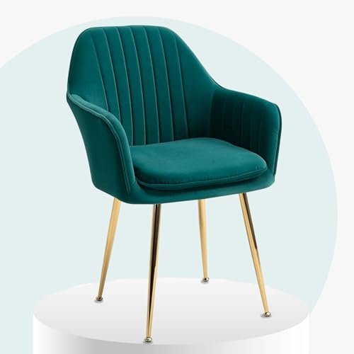 CHAIR KING Velvet Accent Chair for Living Room | Modern Upholstered Armchair with Soft Cushion, Padded Armrests & Metal Legs | Comfortable Lounge Chair for Bedroom, Office, Cafe (Green, Pack of 1)