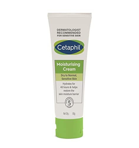 Cetaphil Moisturising Cream for Face & Body, 80g | 48Hr Hydration with Niacinamide, Panthenol & Glycerin | For Dry to Normal Skin | Paraben-Free, Hypoallergenic, Non-Greasy