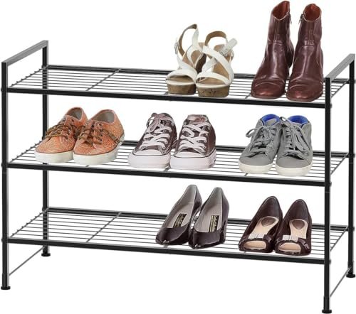 Craft Mshopr "Modern 3-Tier Entryway Table, Console Table with Iron Frame & Iron Top, Large (27" x 11" x 30"), Black Finish - Hallway, Sofa, Foyer, Entry Decor Furniture