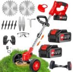 Electric Wireless Rechargeable Edge Cutter 24V - 25cm Cutting Width | 2-in-1 Mower & Trimmer | Adjustable Height | 3 Blade Types | Lightweight & Portable | Lawns & Gardens (3) (A1) (A2) (A1)