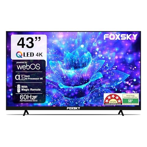 Foxsky 109 cm (43 inch) Frameless Series 4K UHD QLED Smart TV (WebOS)/Google TV 43FS 4K (Black)