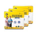 Friends Classic Adult Diapers Pants Style - 30 Count (Extra Large) with odour lock, Unisex, Leakproof, Elastic Waist and Anti-Bacterial Absorbent Core - Waist Size 30-56 inch; 76-142 cm