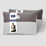 GADDA CO Hollow Sleeping Fiber Pillow with Zip | Set of 2| Height Adjustable Sleeping Bed Pillow, Soft and Fluffy | White and Grey, Standard Size with 3 Months Warranty