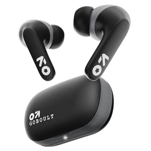 GOBOULT Z20 Made in India Bluetooth Ear Buds Wireless with 51H Playtime, Clear Calling ENC Mic, Low Latency Gaming, 10mm Bass Drivers Earbuds Buds TWS Bluetooth Wireless Earphones (Jet Black)