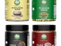 Go Vegan Raw Seeds Combo for Eating - 1kg (Pumpkin, Chia, Sunflower and Flax Seeds - 250gm Each, Pack of 4)