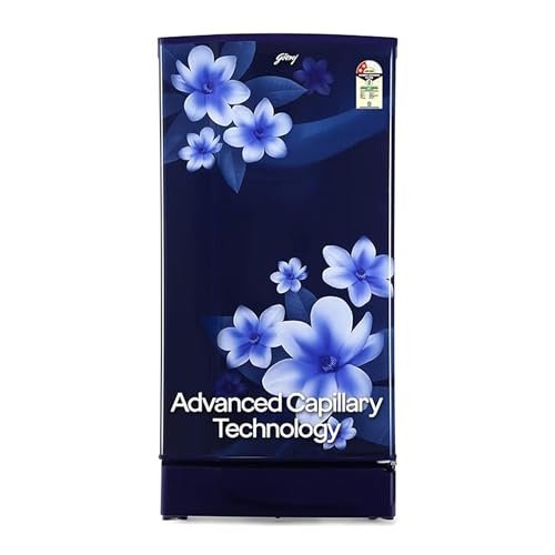 Godrej 180L 2Star Advanced Capillary Technology | Jumbo Vegetable Tray | Wired Shelves | 2.25L Bottle Space | Wide Shelf Space | Direct Cool Single Door Refrigerator (RD EDGE 205B WRF PP BL, Pep Blue)