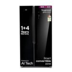Godrej 600L 3Star | 1+2 Year Additional Warranty | Smart Convertible Zones | Toughened Glass Door | Frost Free Inverter Side By Side Refrigerator (2025 Model, RS EONVELVET 600C RIT BK GL, Black Glass)