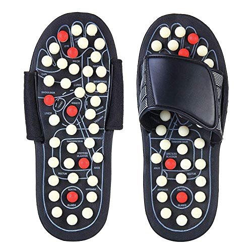 HUSB Spring Acupressure and Magnetic Therapy Accu Paduka Slippers Foot Massager for Full Body Blood Circulation Slippers Foot Massager For Men and Women (Unisex) (Size 5, 6, 7, 8, 9, 10), Black