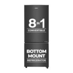 Haier 237L 3 Star Frost Free Bottom Mount Double Door Refrigerator|8 In 1 Convertible Modes|Jhukna Mat-Bottom Freezer|Twin Inverter|200% Faster Ice Making in 49 Minutes (HEB-243GB-P, GE Black)