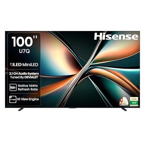 Hisense 253 cm (100 inches) U7Q Series 4K Ultra HD Smart QLED Mini LED TV 100U7Q (Black)
