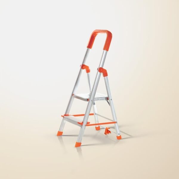 Houza 2 Step Foldable Aluminium Step Ladder for Home Use, Lightweight and Anti-Slip Multipurpose 250 Kg Load Bearing with 5-Year Warranty