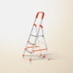 Houza 3 Step Foldable Aluminium Step Ladder for Home Use, Lightweight and Anti-Slip Multipurpose 250 Kg Load Bearing with 5-Year Warranty