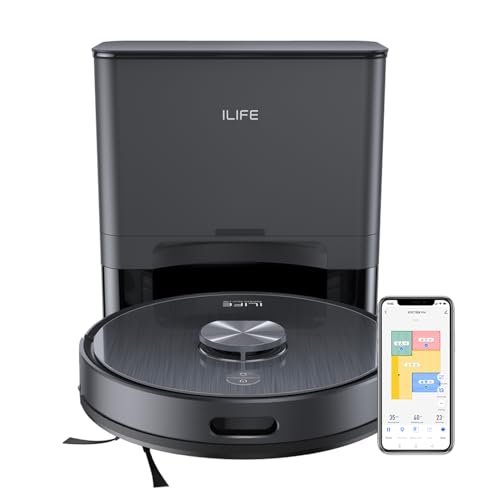 ILIFE T20s Pro Robot Vacuum Cleaner with Advanced LiDAR Navigation, Self-Emptying for Up to 10 Weeks, 6500Pa Suction, Simultaneous Vac and Mop, Multi Floor Maps, Customized Cleaning, App, Alexa & GH