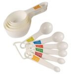 INKULTURE Plastic Measuring Cups and Spoon Set with Ring Holder, 12 Piece Set (White)