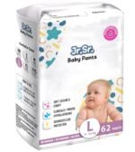 Jr. Sr. Baby Diaper Pants with Advanced Leak Protection | Soft & Comfortable | Large | 9-14 Kg | 62 Counts | Pack of 1