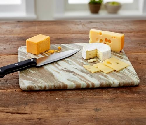 KLEO Marble Chopping Board Cutting Board Cheese Board Cheese Platter - Serve Wine, Cheese and Salami (Beige)