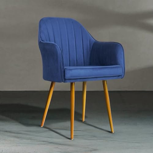 KOORSI & Company. Neelam Velvet Dining Chair,Accent Chair for Bedroom,Living Room, Restaurant,Stylish Velvet Fabric Cushioned Seat,Chairs for Home Decor with 6 Months Limited Warranty(Blue,1Pcs)