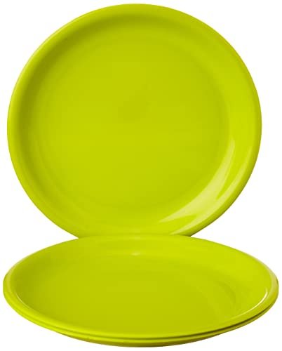 Kuber Industries Small Round 3 Pieces Unbreakable Plastic Microwave Safe Dinner Plates (Green) - CTKTC034836